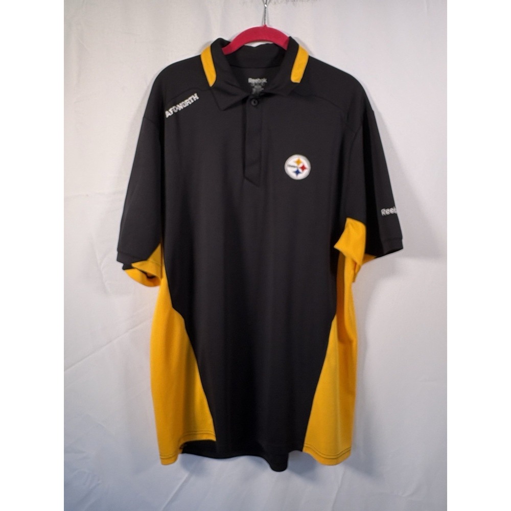 Reebok polo shirt Size M pittsburgh steelers short sleeves pullover black yellow